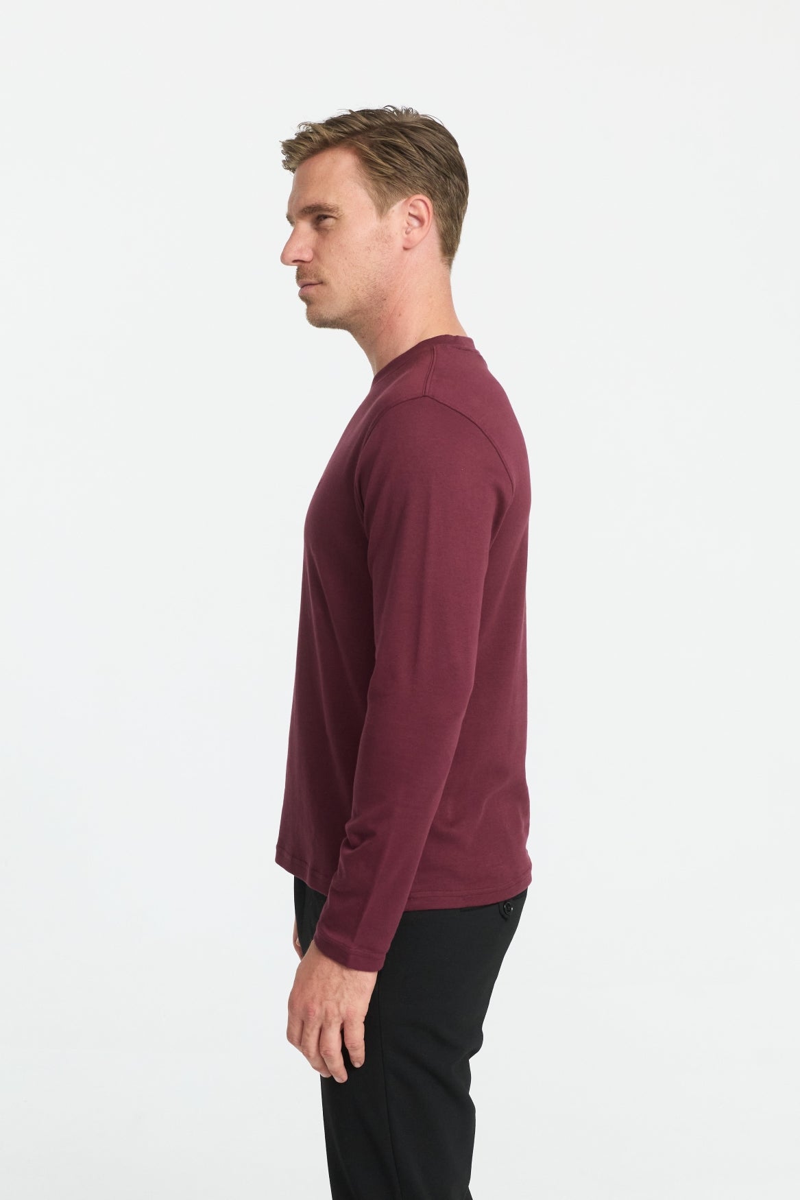 DiOwen Langarm Shirt Slim Fit | Dk. Red
