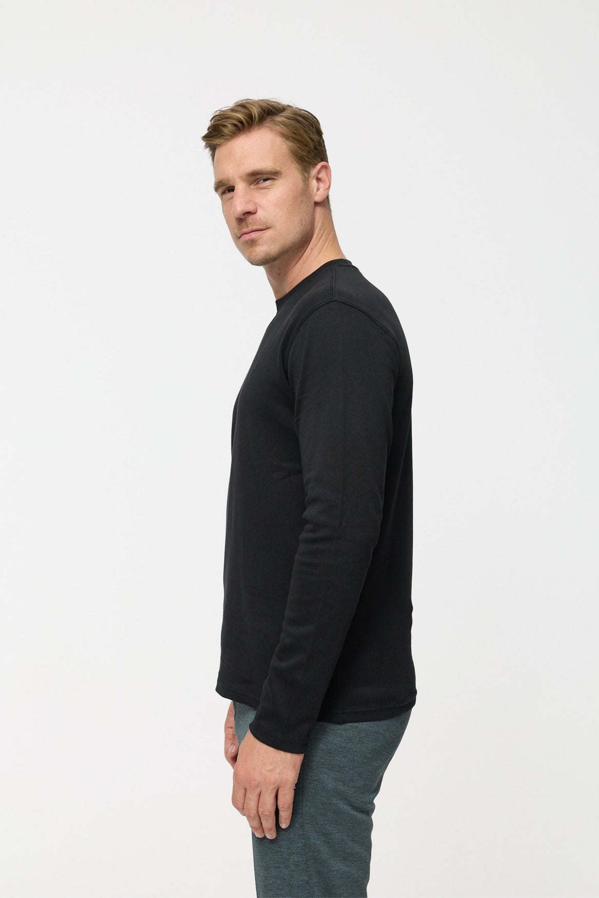 DiOwen Langarm Shirt Slim Fit | Black