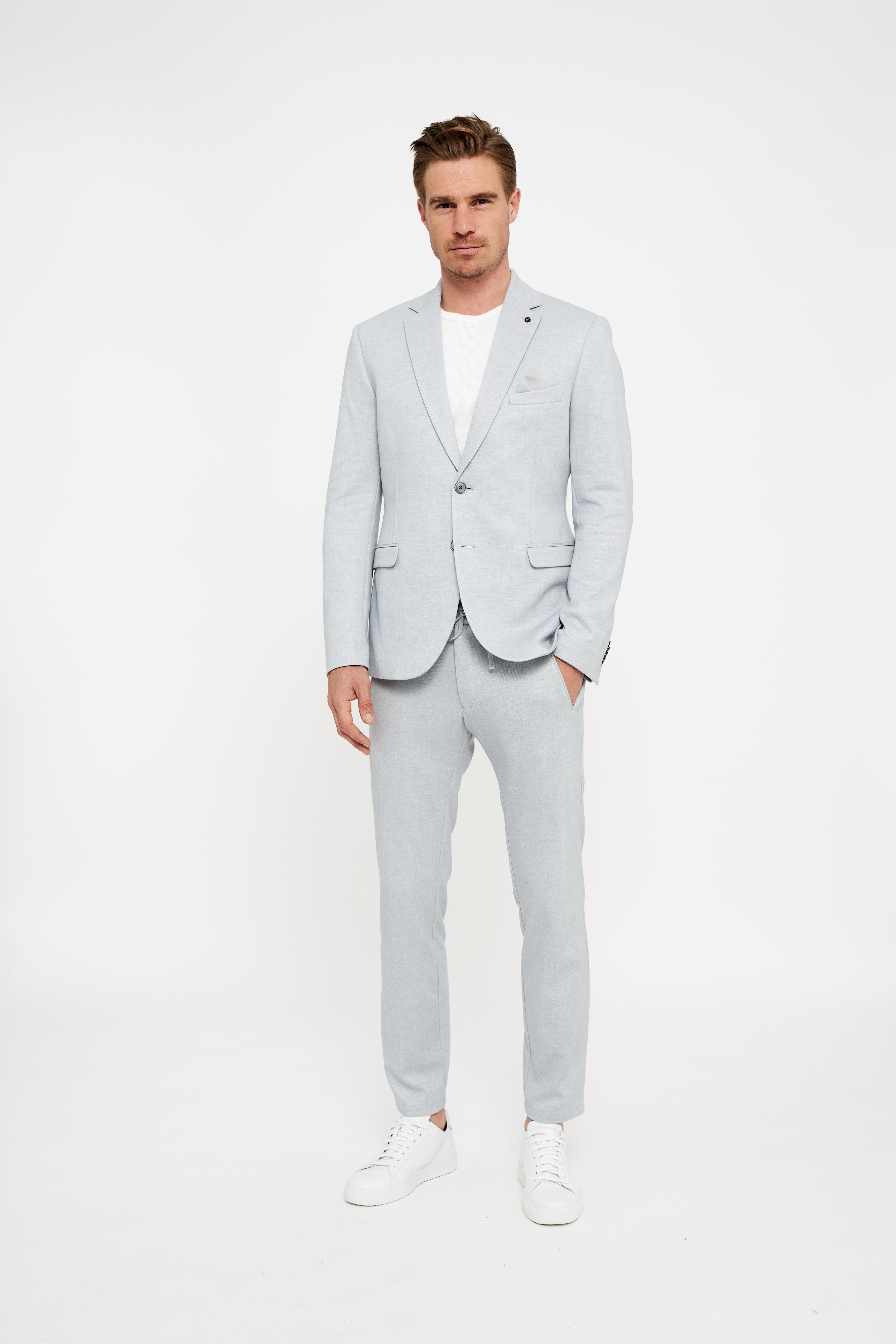 Herren Jersey Anzug in Lt. Grey, Vorderansicht