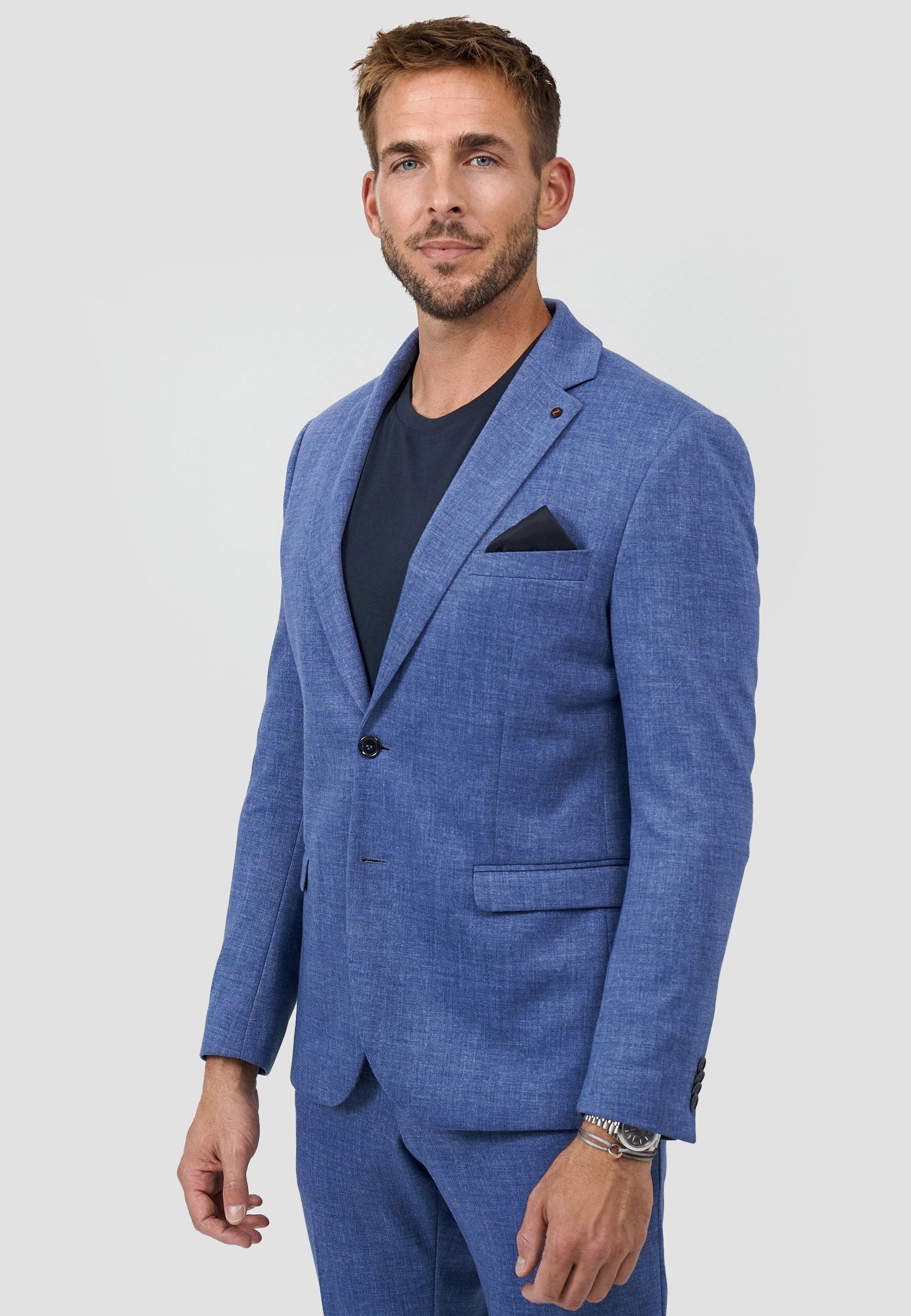 Herren Jersey Anzug in Med. Blue, Vorderansicht