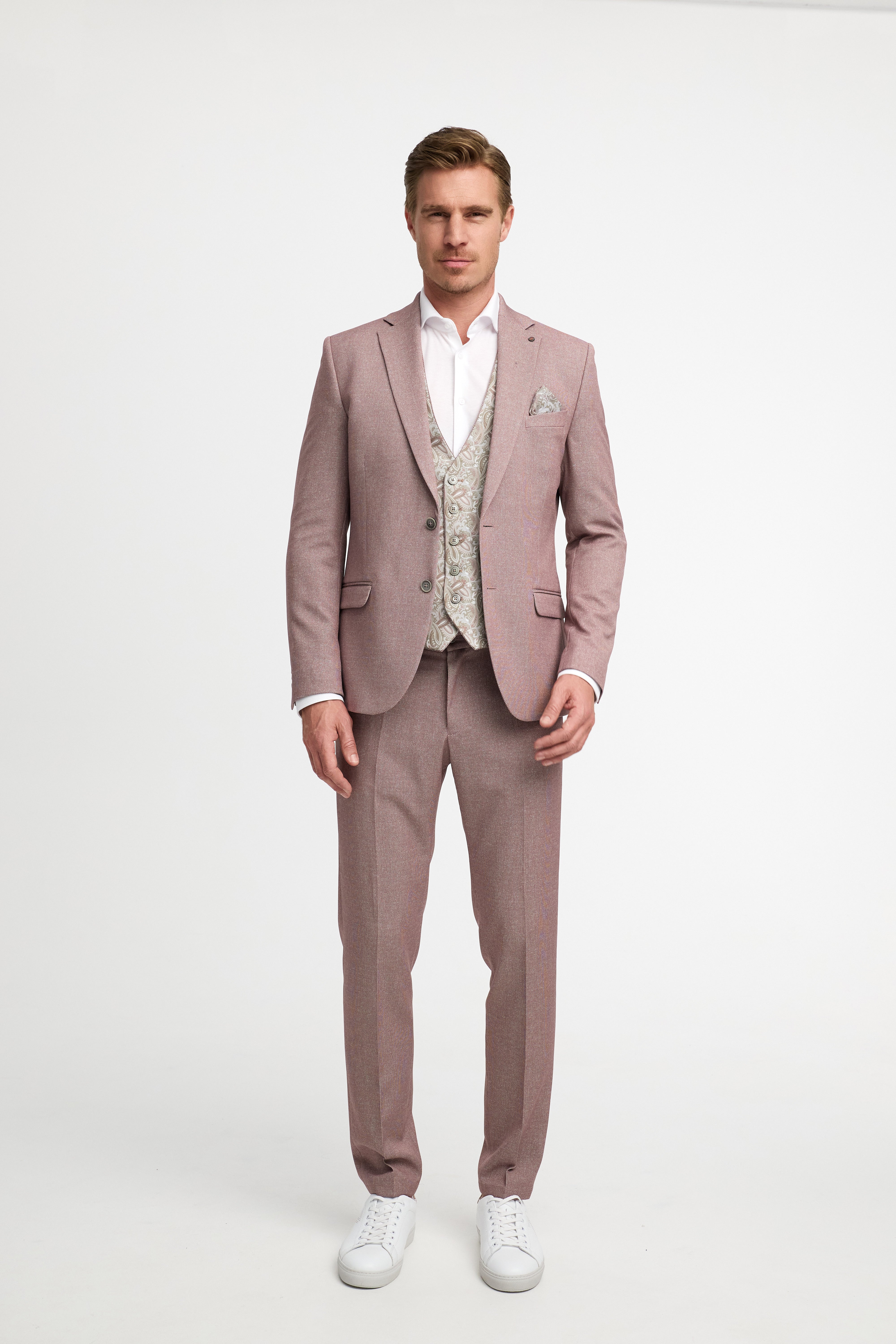 Herren Jersey Anzug in Med. Rose