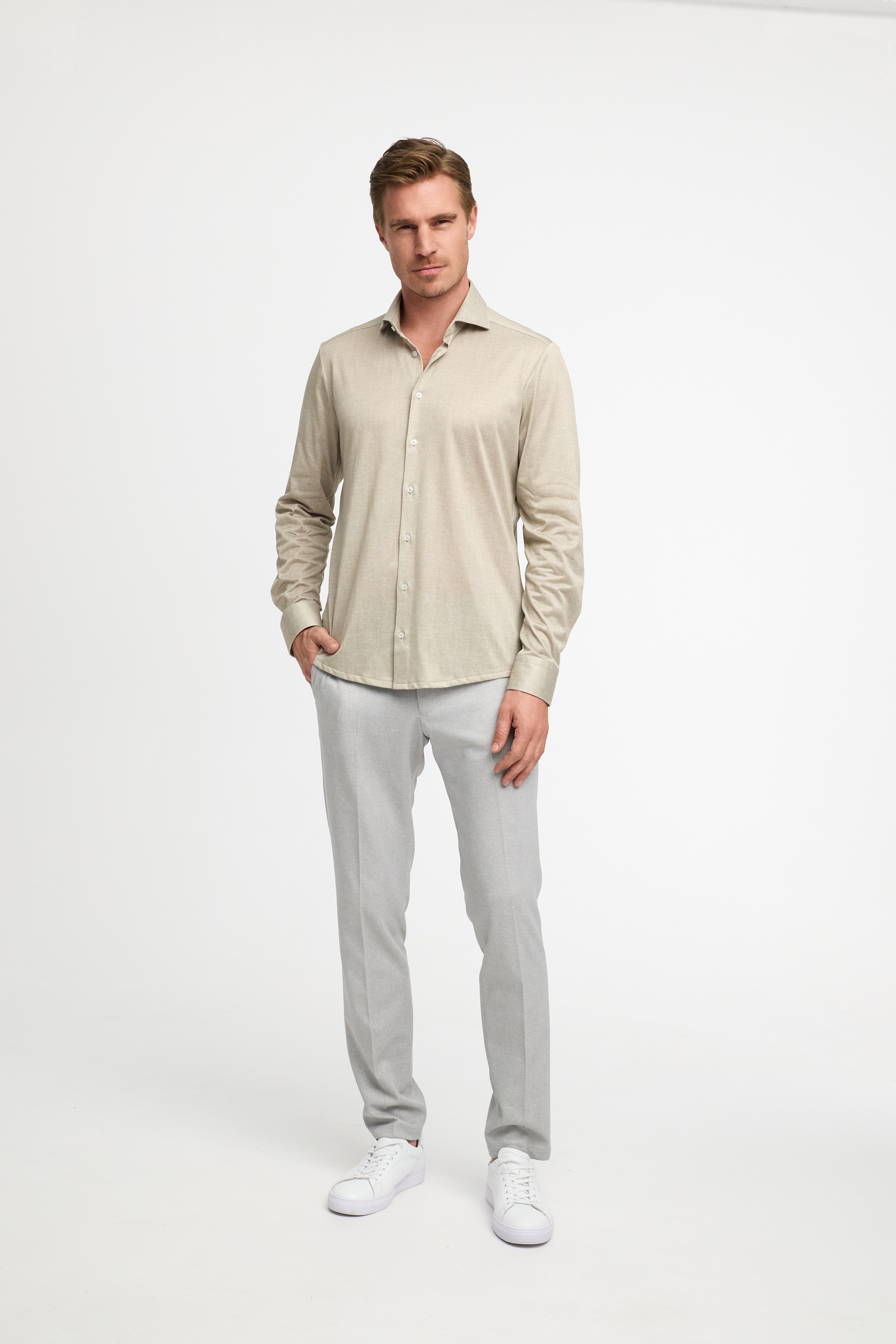 Slim Fit Hemd DiHans 251679-220 Beige – mit Hydrocool Technologie