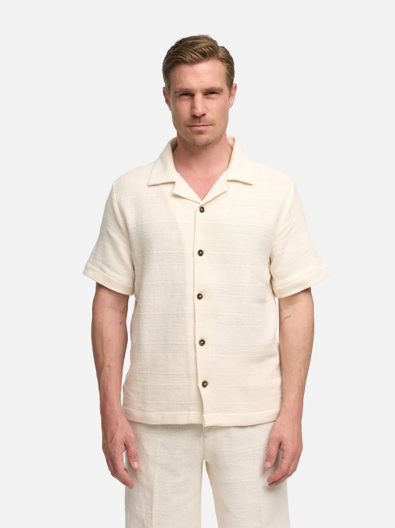 Herren Hemd DiCarlo in Offwhite, Vorderansicht