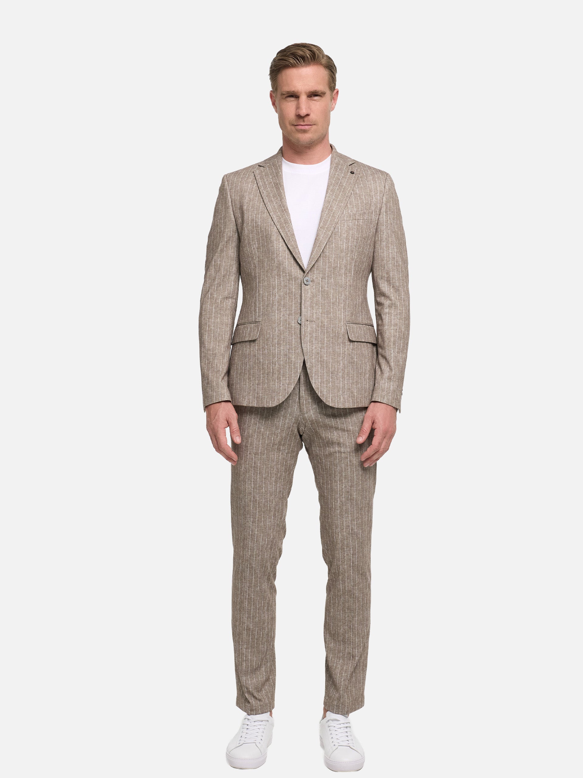 Herren Jersey Anzug in Dk. Beige, Vorderansicht