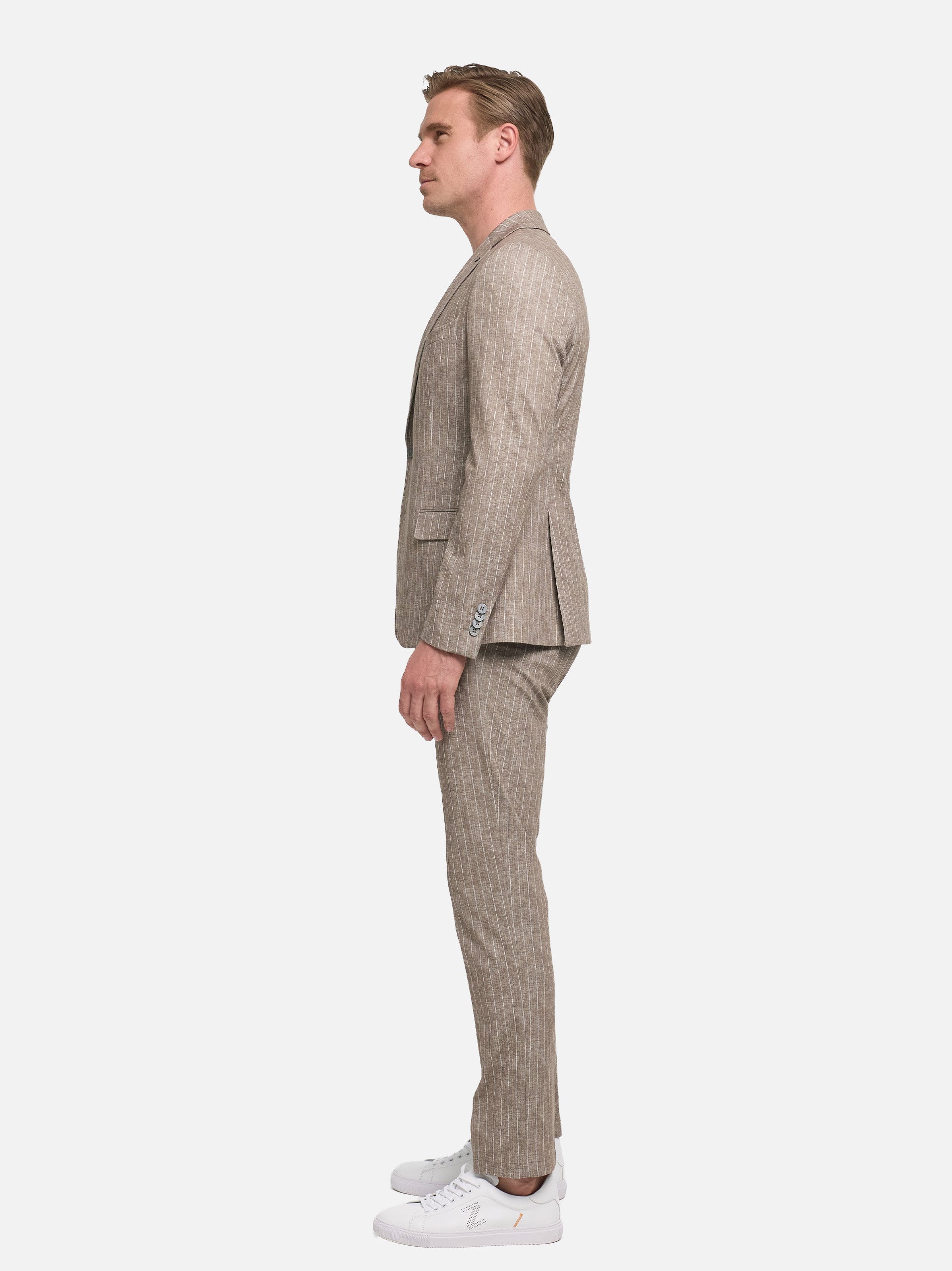 Herren Jersey Anzug in Dk. Beige, Seitenansicht