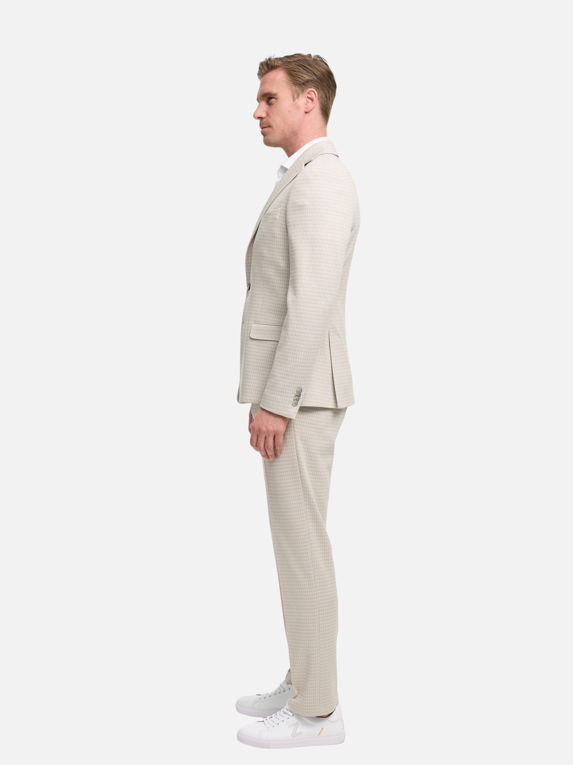 Herren Jersey Anzug in Med. Beige, Rückansicht