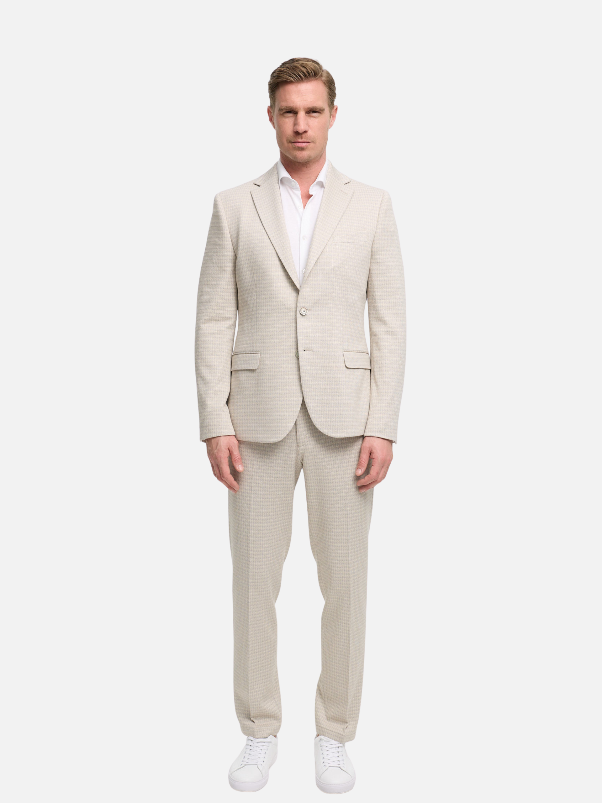 Herren Jersey Anzug in Med. Beige, Seitenansicht