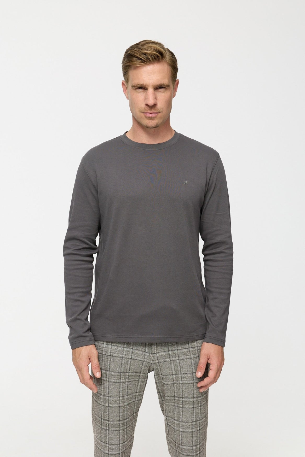 DiOwen Langarm Shirt Slim Fit | Charcoal