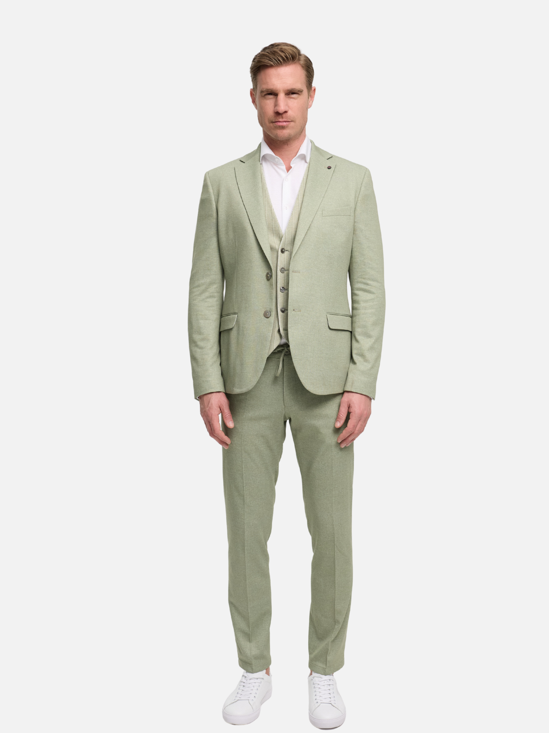 Herren Jersey Anzug in Lt. Green, Vorderansicht