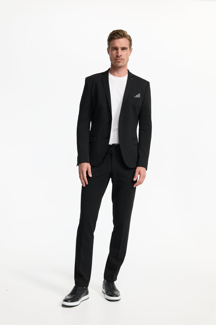 Herren Jersey Anzug in Black, Vorderansicht