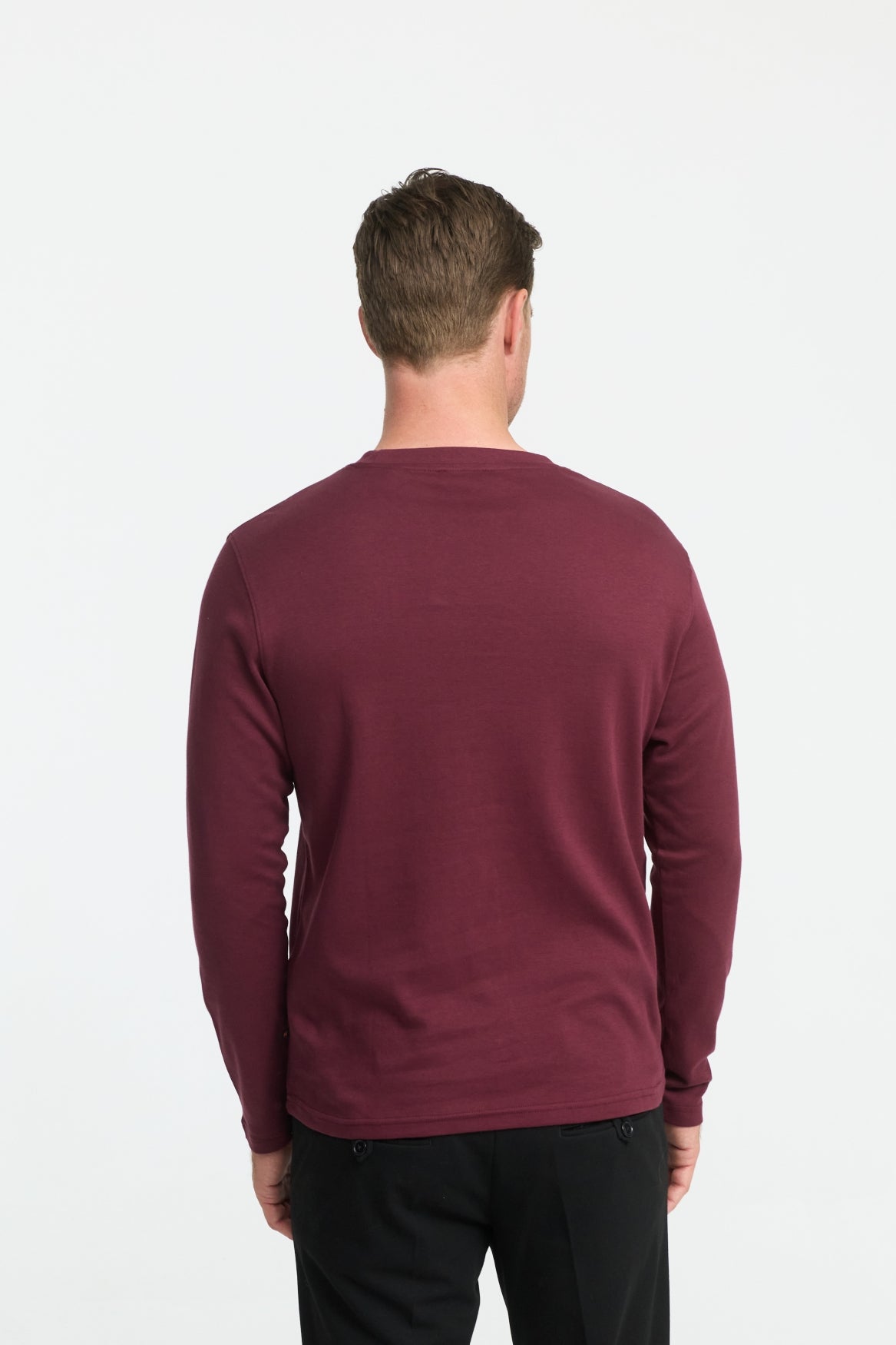DiOwen Langarm Shirt Slim Fit | Dk. Red
