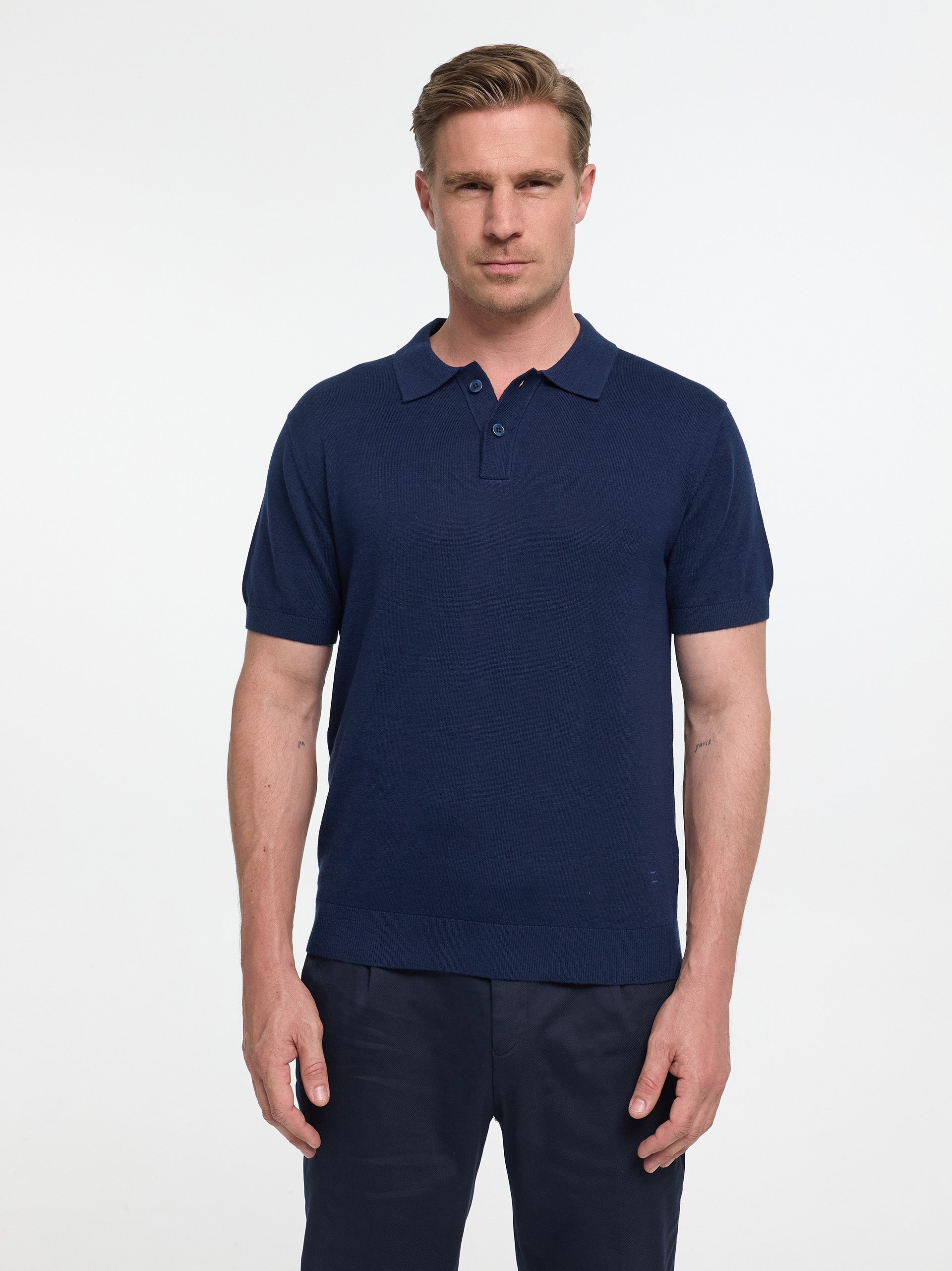 Herren Polo Shirt DiMino in Navy, Vorderansicht
