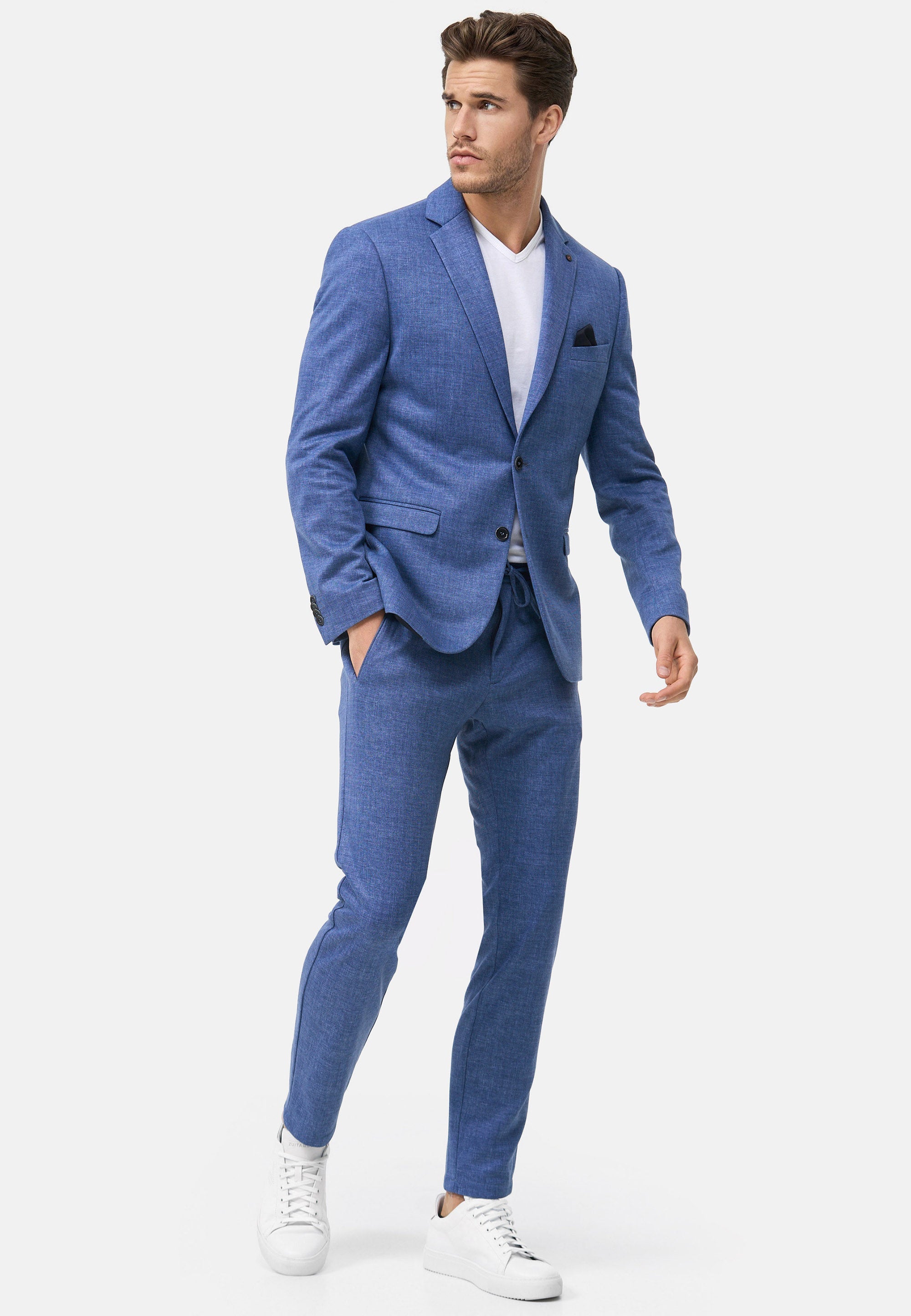 Herren Jersey Anzug in Jeansblue, Vorderansicht